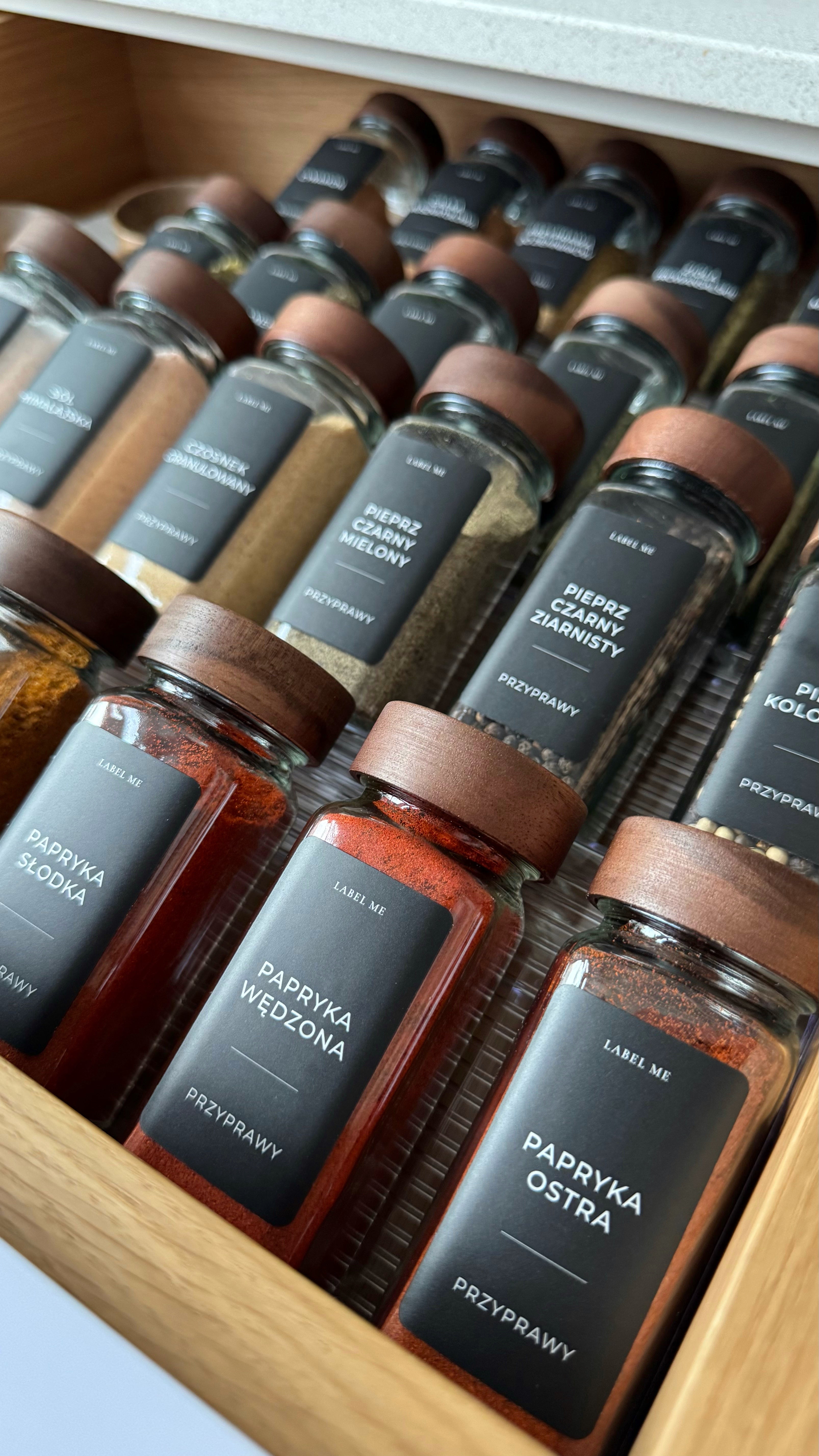 Etykiety na PRZYPRAWY - 100 szt. | Czarne | Prostokątne