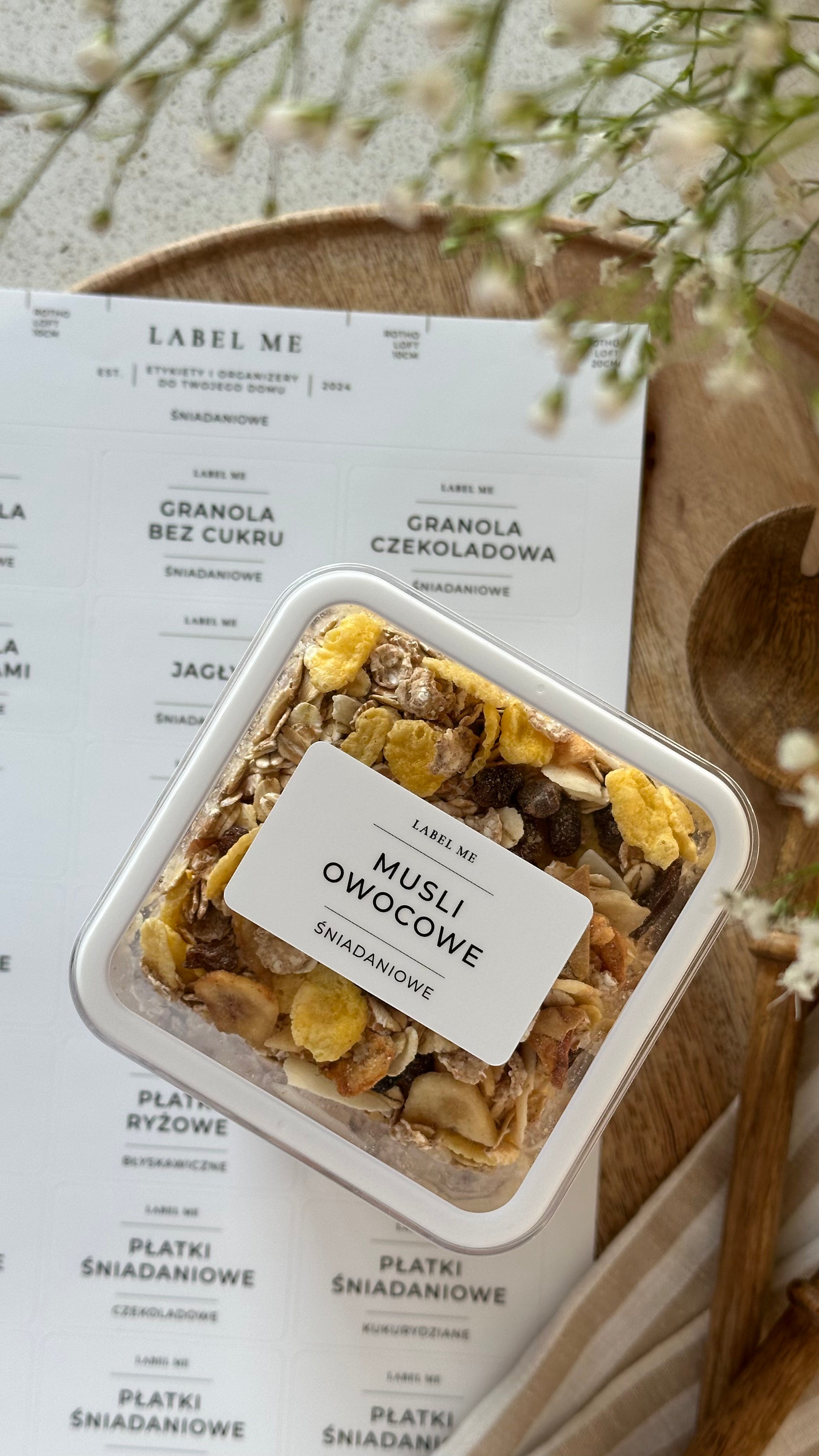 Etykiety ŚNIADANIOWE - 42 szt. | Białe | Prostokątne