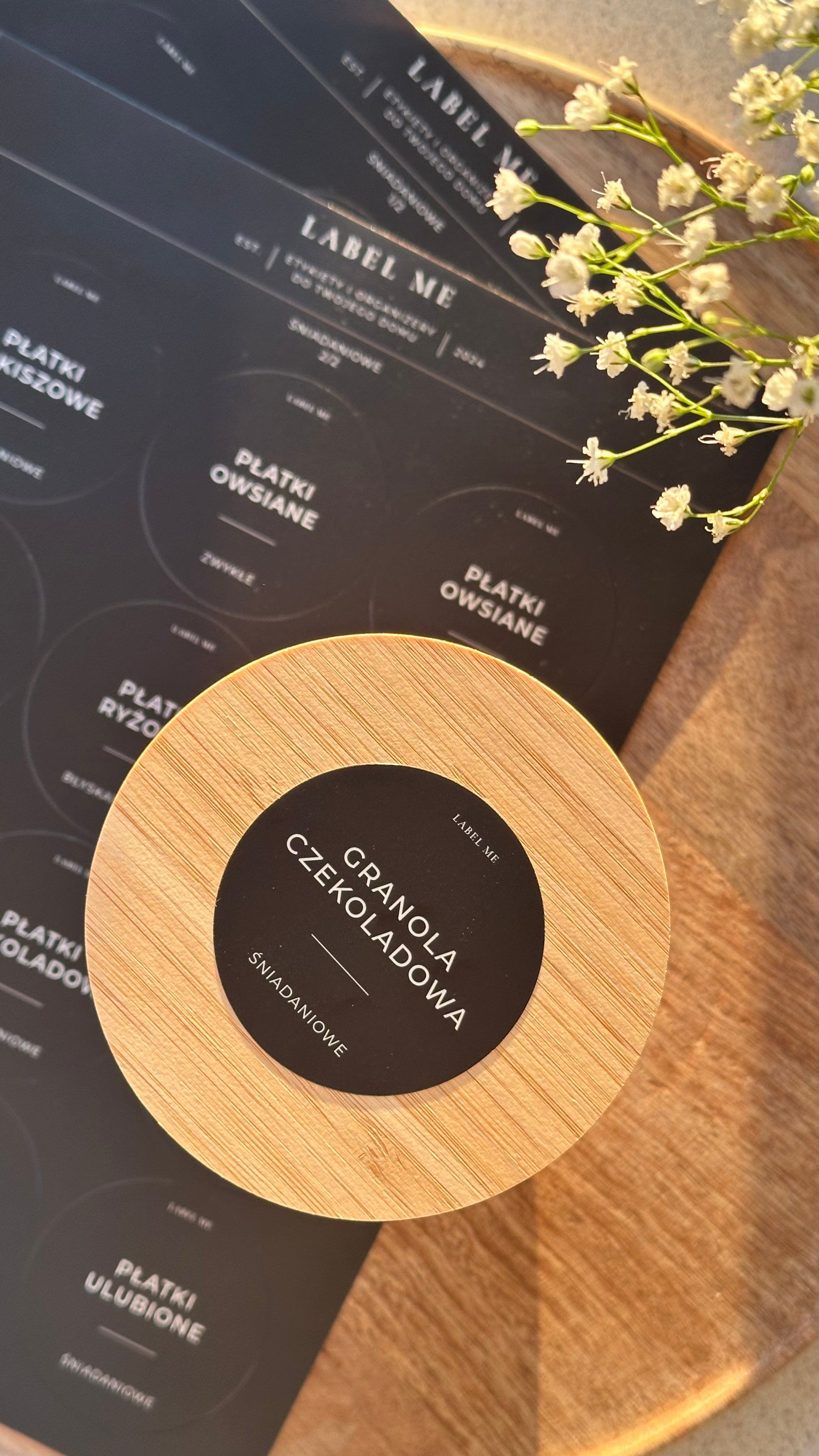 Etykiety ŚNIADANIOWE - 48 szt. | Czarne | Okrągłe