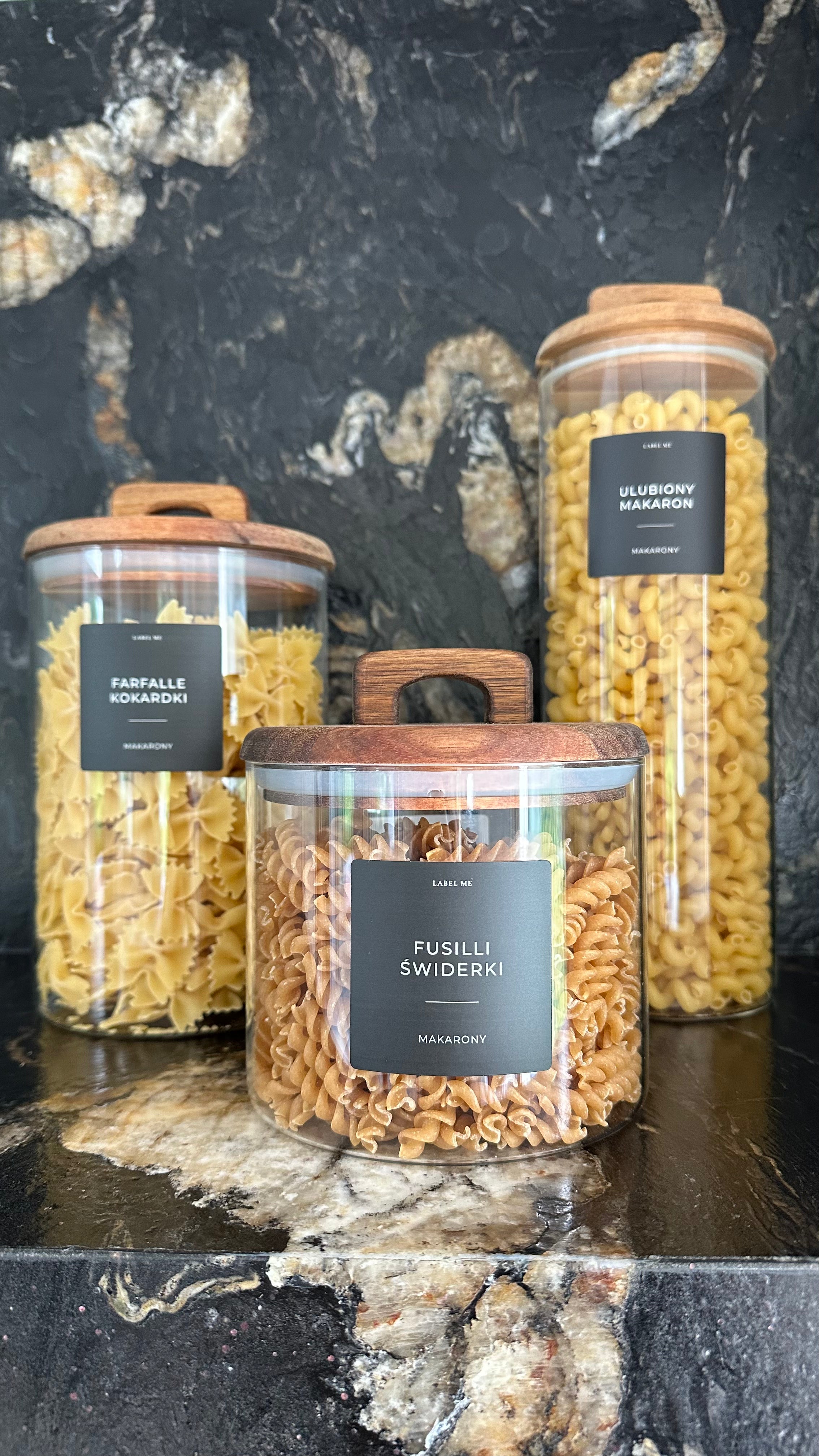 Etykiety SPOŻYWCZE - 84 szt. | Czarne | Kwadratowe