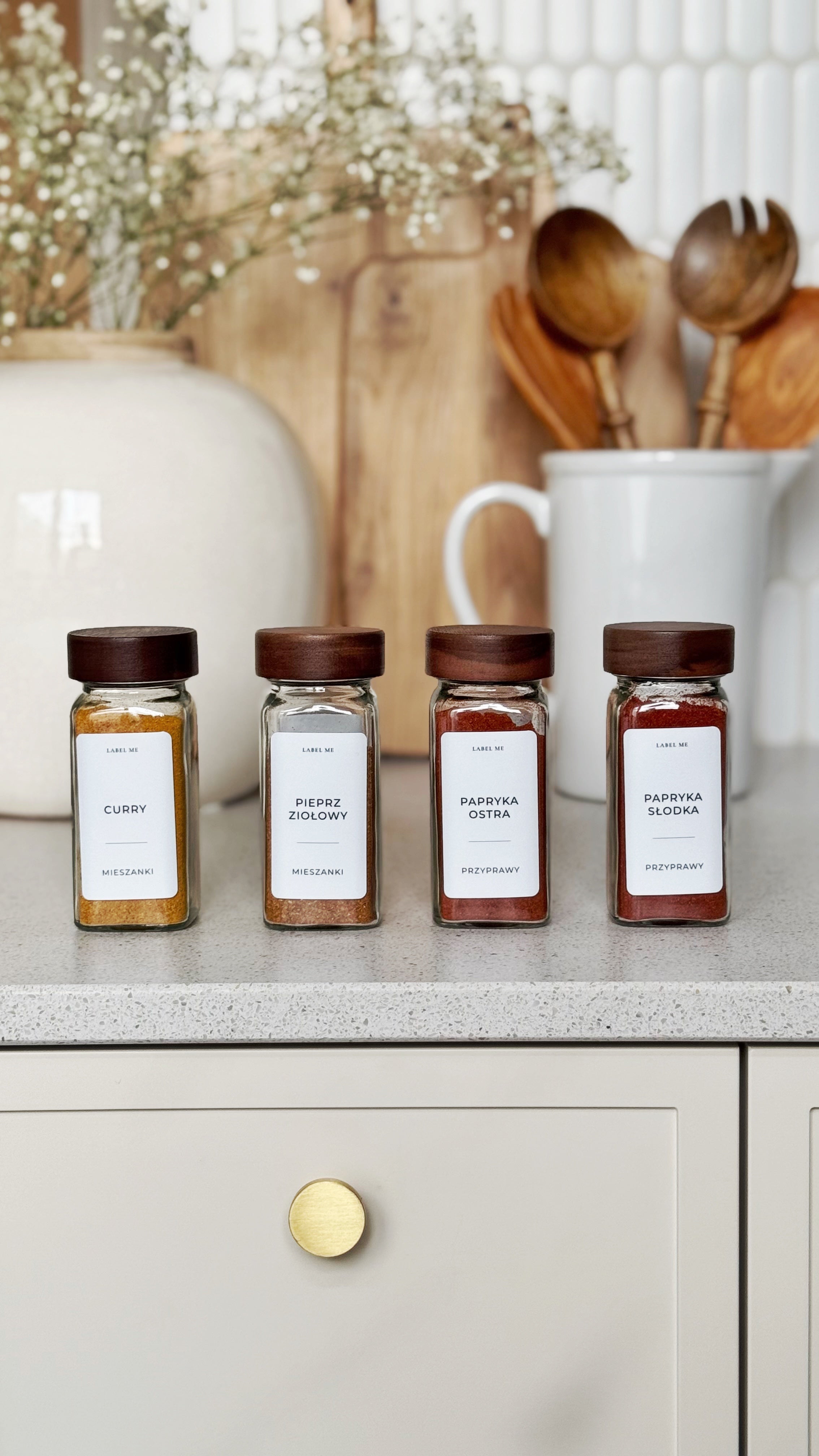 Etykiety na PRZYPRAWY - 100 szt. | Białe | Prostokątne