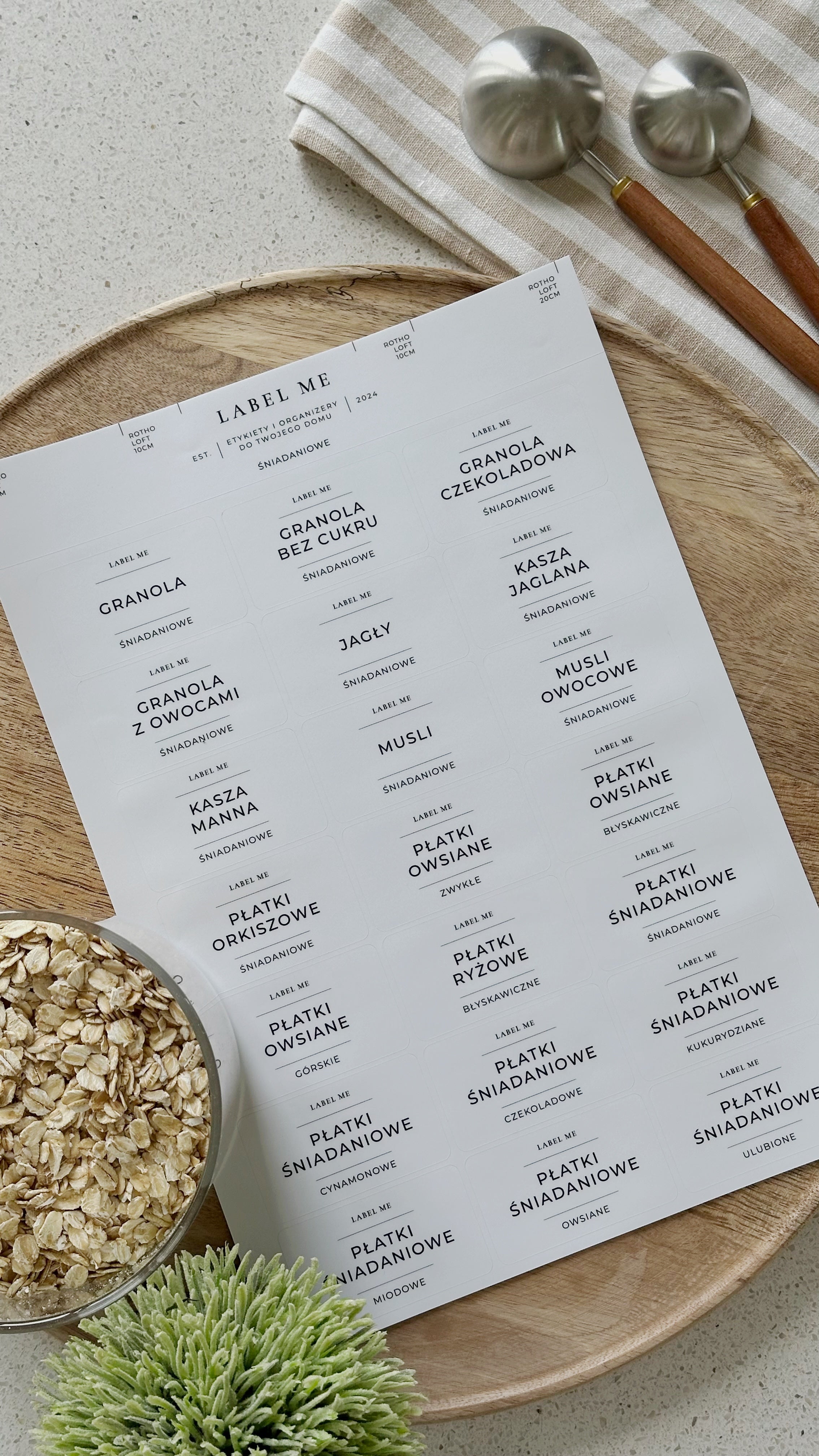 Etykiety ŚNIADANIOWE - 42 szt. | Białe | Prostokątne