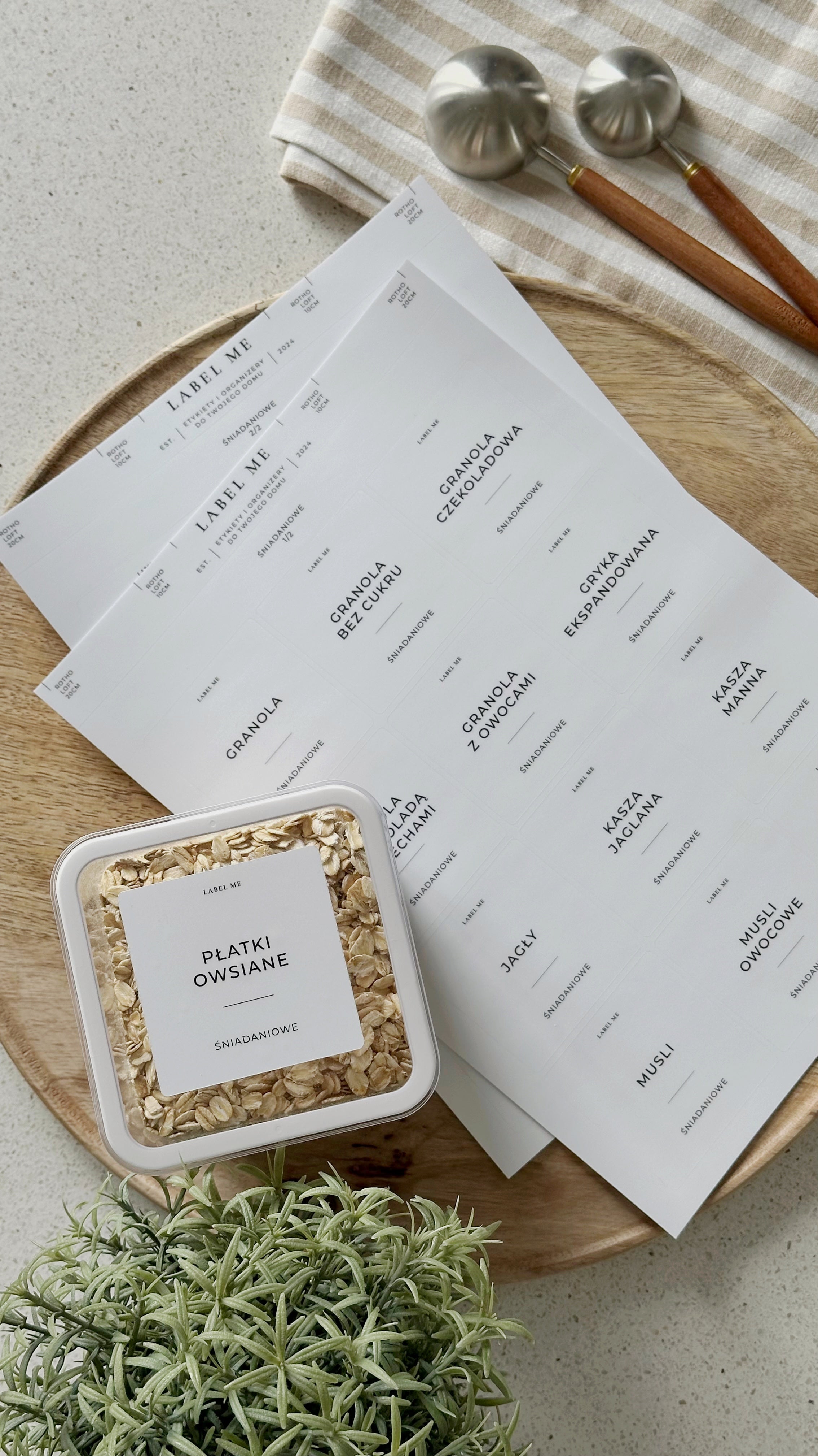 Etykiety ŚNIADANIOWE - 48 szt. | Białe | Kwadratowe