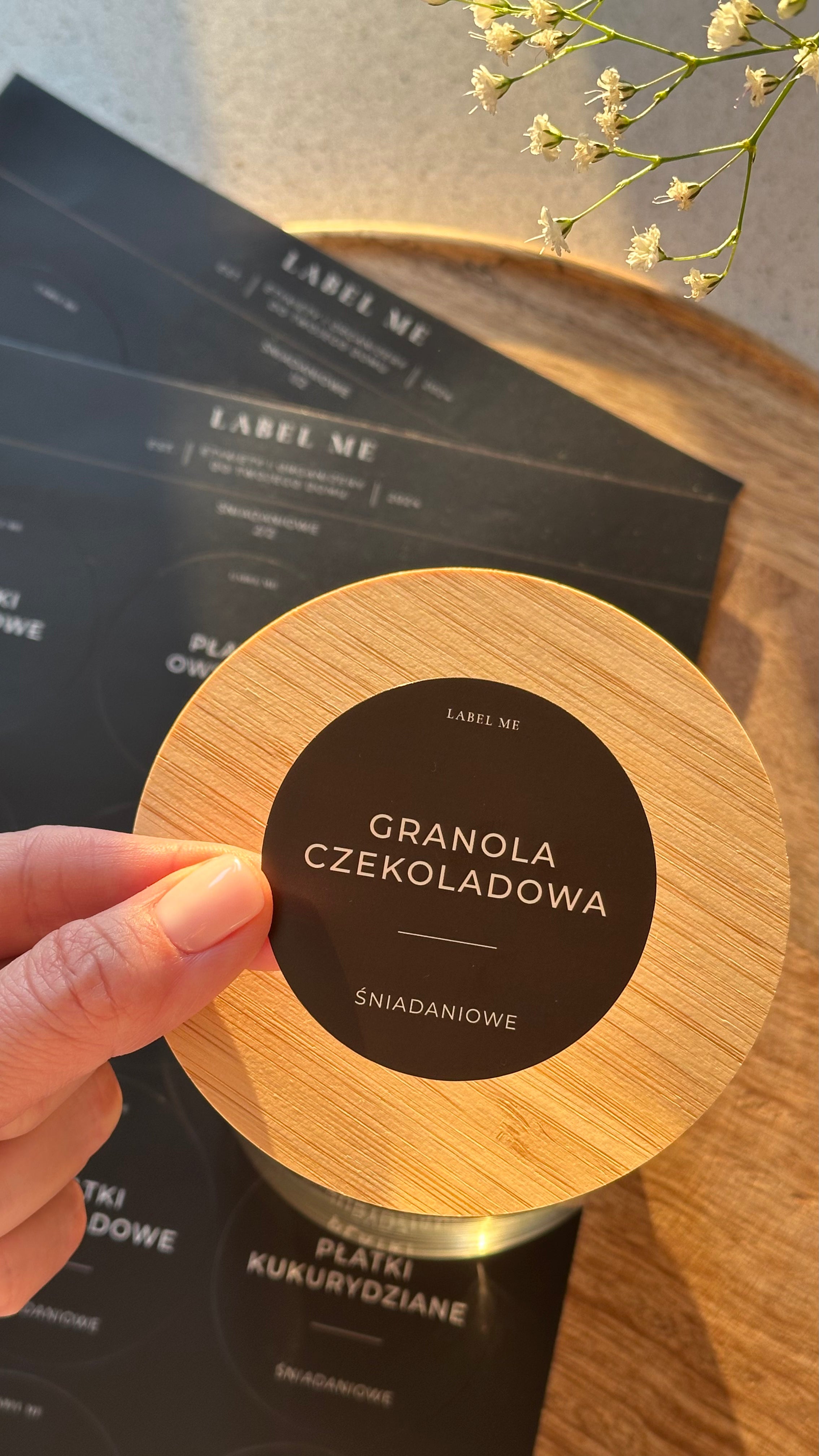 Etykiety ŚNIADANIOWE - 48 szt. | Czarne | Okrągłe