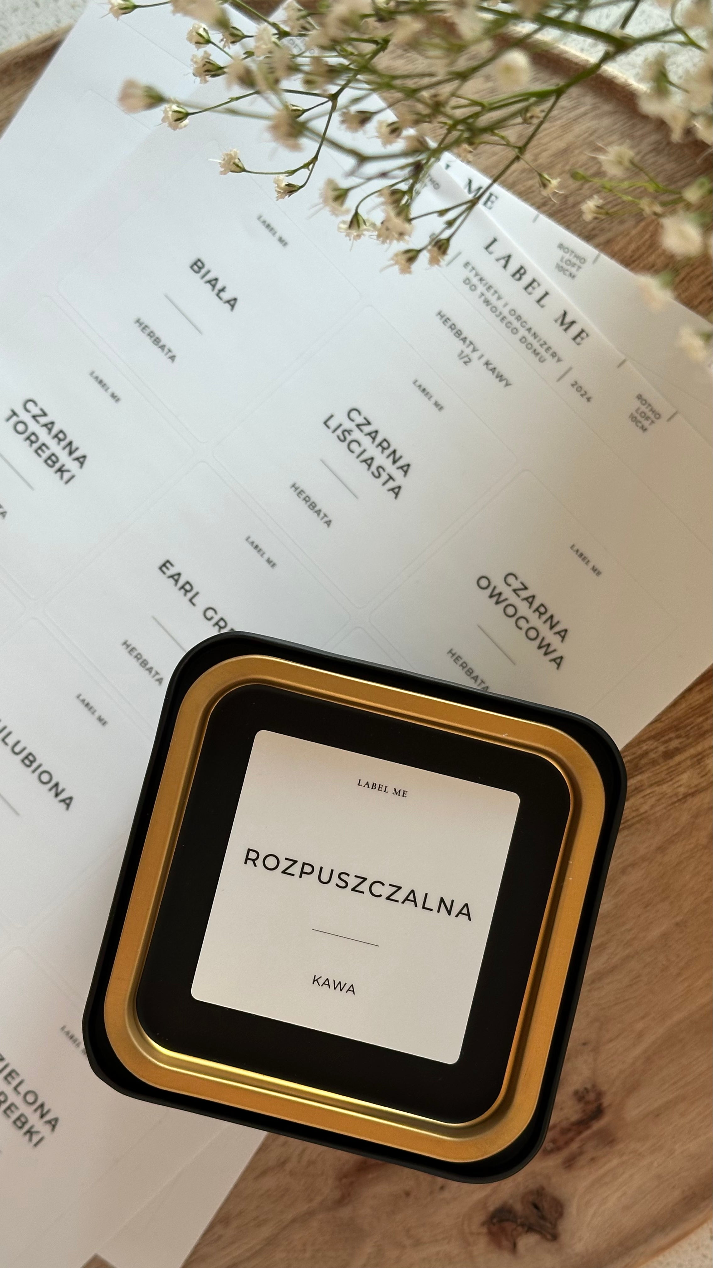 Etykiety na HERBATY I KAWY - 36 szt. | Białe | Kwadratowe