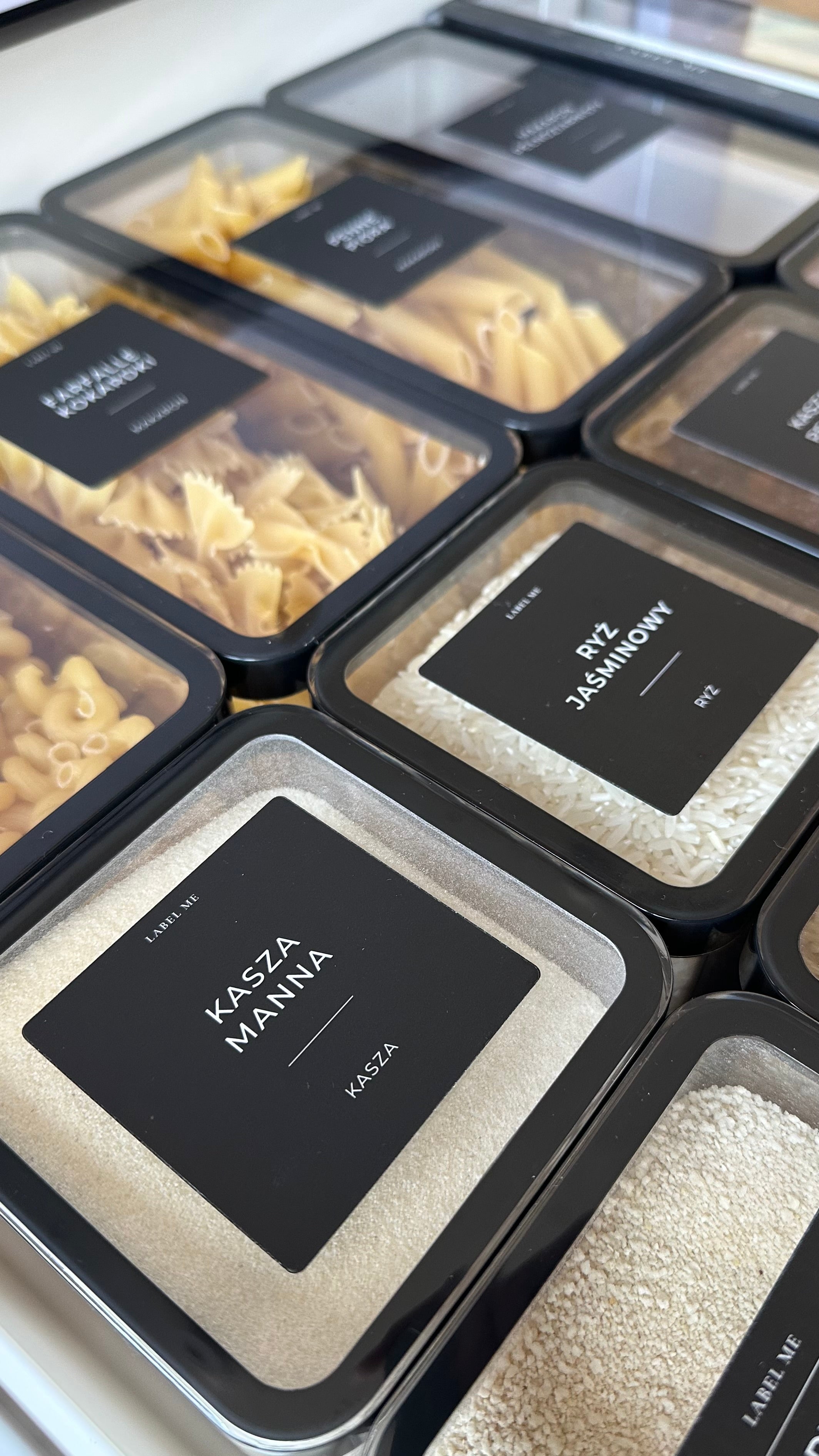 Etykiety SPOŻYWCZE - 84 szt. | Czarne | Kwadratowe