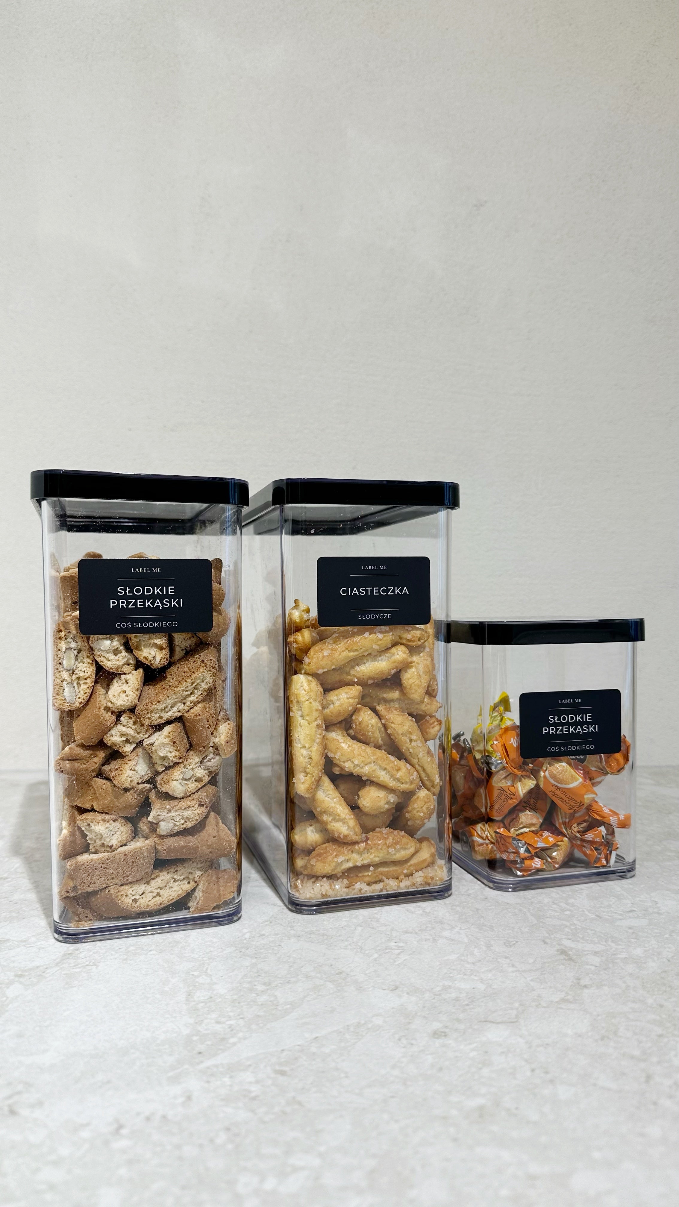 Etykiety NA PRZEKĄSKI - 42 szt. | Czarne | Prostokątne