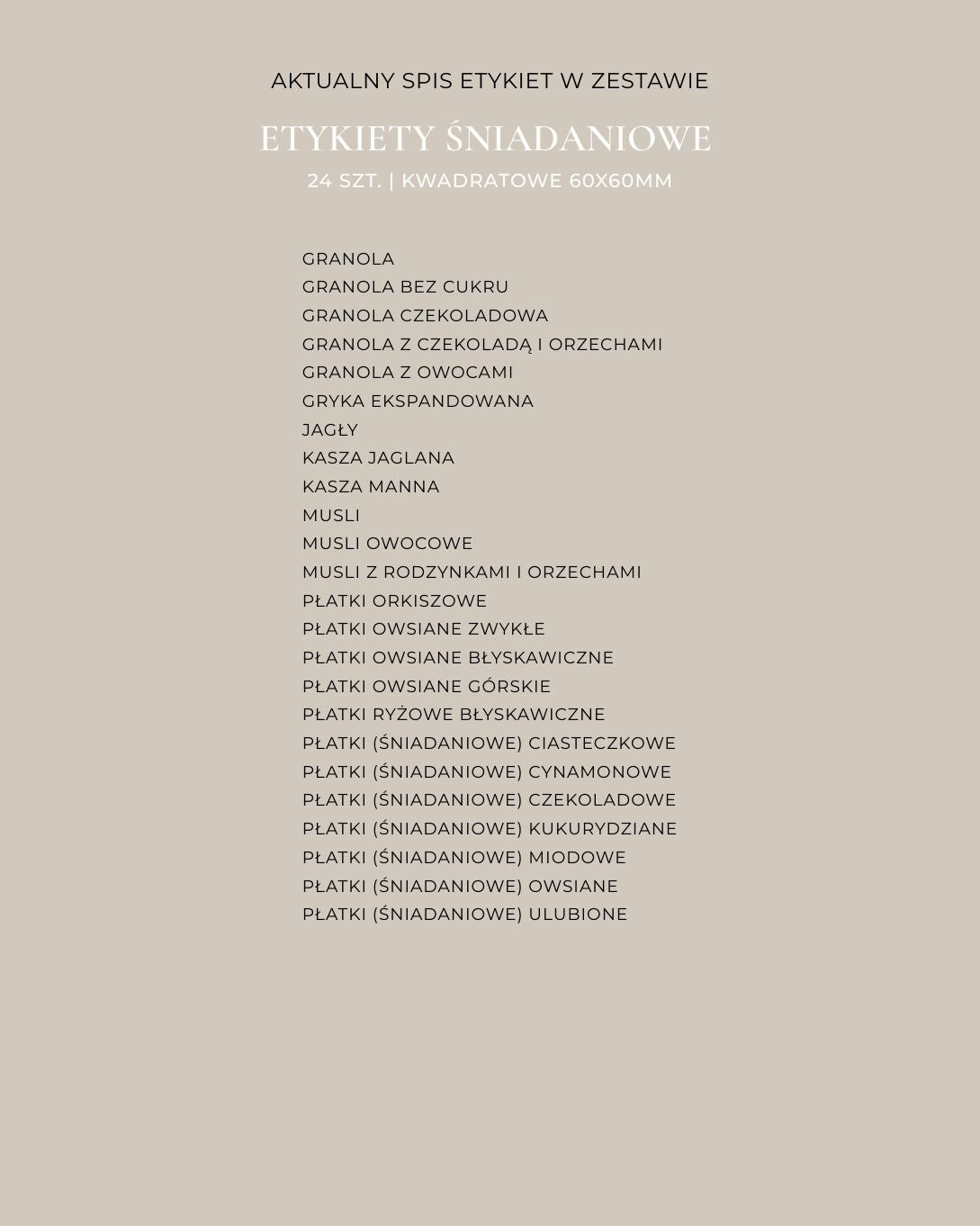 Etykiety ŚNIADANIOWE - 24 szt. | Białe | Kwadratowe