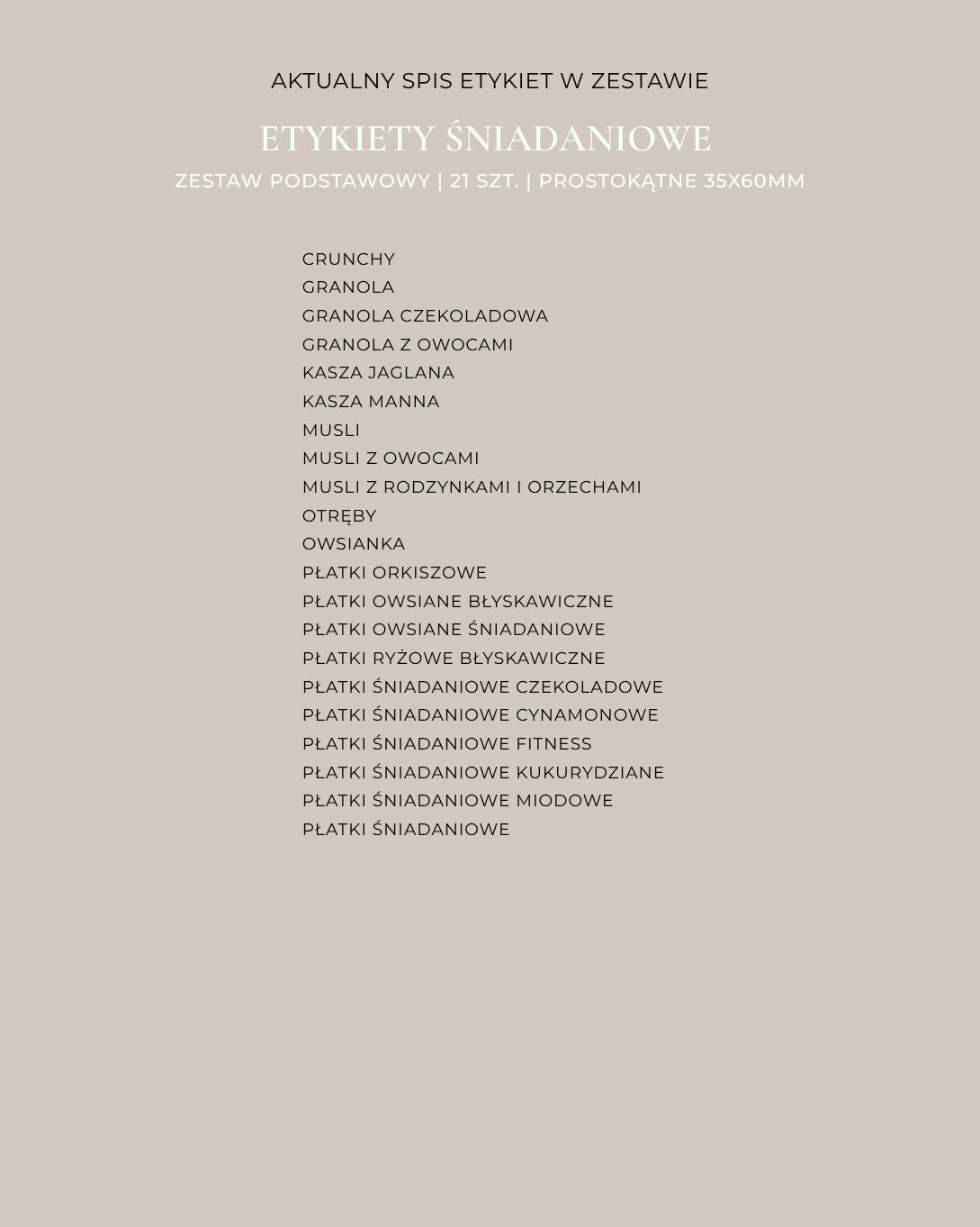 Etykiety ŚNIADANIOWE - 21 szt. | Białe | Prostokątne