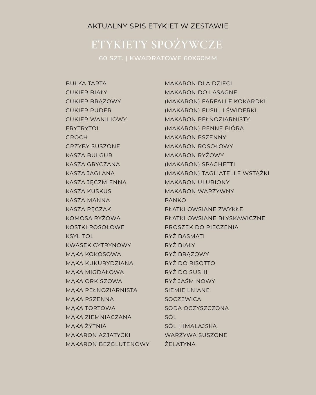 Etykiety SPOŻYWCZE - 60 szt. | Czarne | Kwadratowe