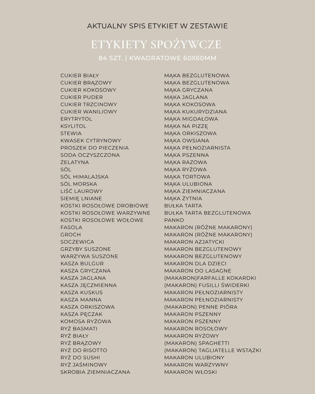 Etykiety SPOŻYWCZE - 84 szt. | Białe | Kwadratowe