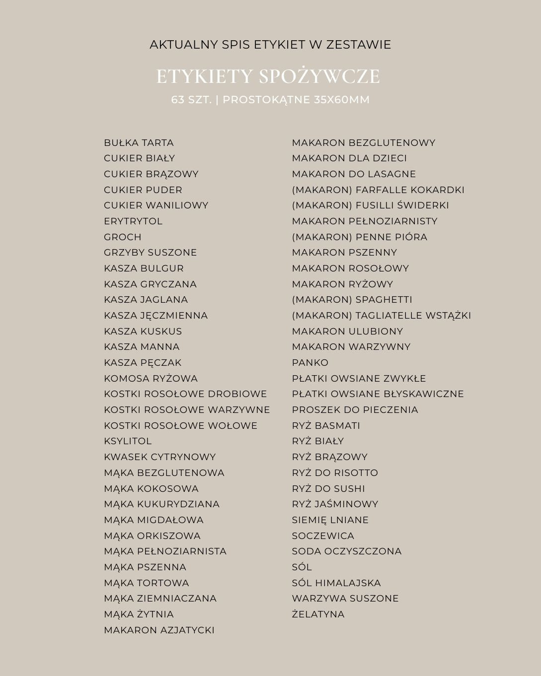 Etykiety SPOŻYWCZE - 63 szt. | Czarne | Prostokątne