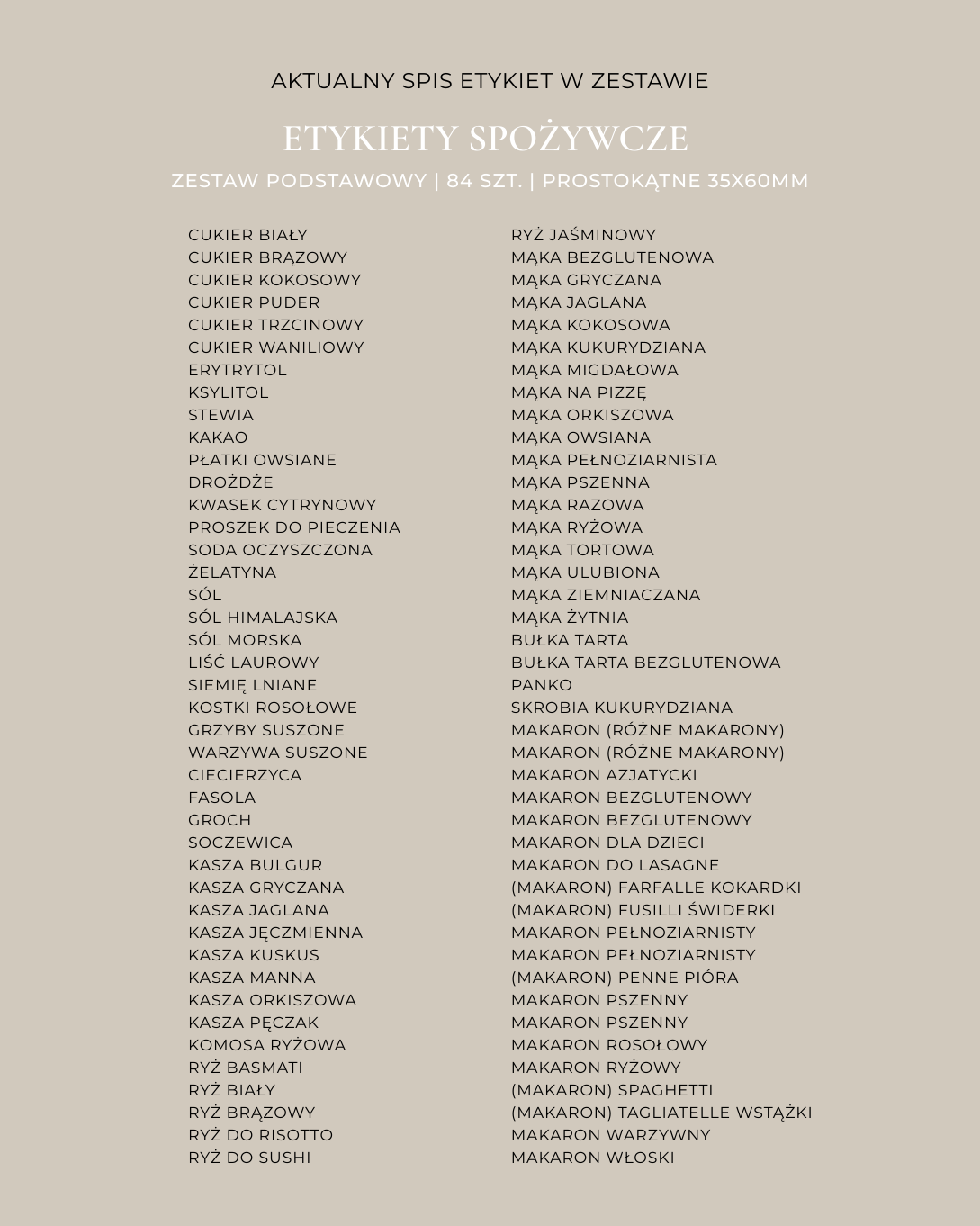 Etykiety SPOŻYWCZE - 84 szt. | Białe | Prostokątne