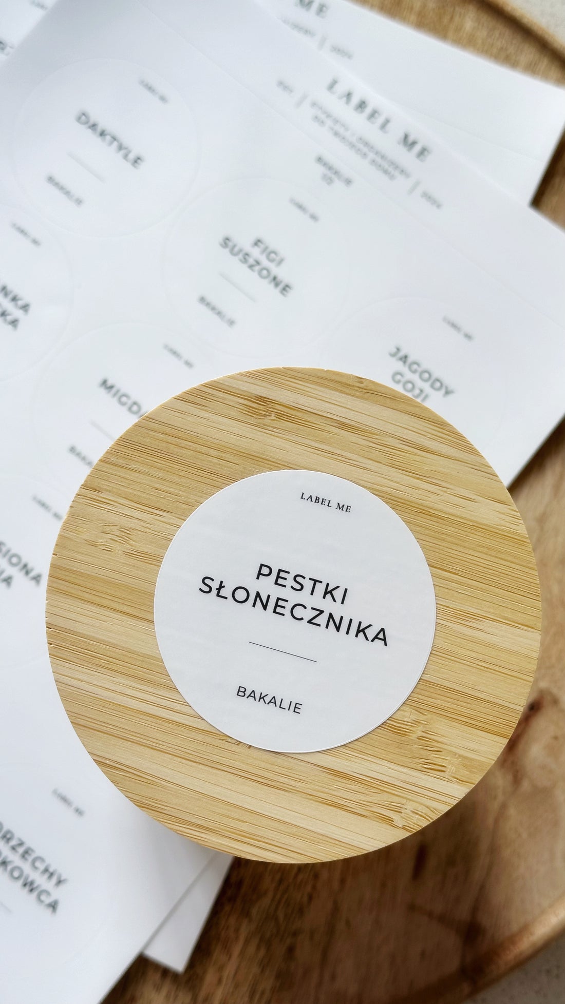 Etykiety na BAKALIE - 24 szt. | Białe | Okrągłe