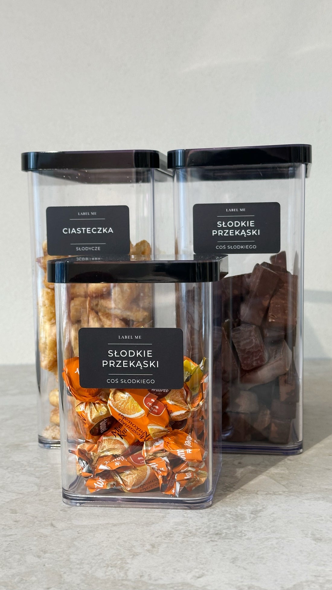 Etykiety NA PRZEKĄSKI - 42 szt. | Czarne | Prostokątne