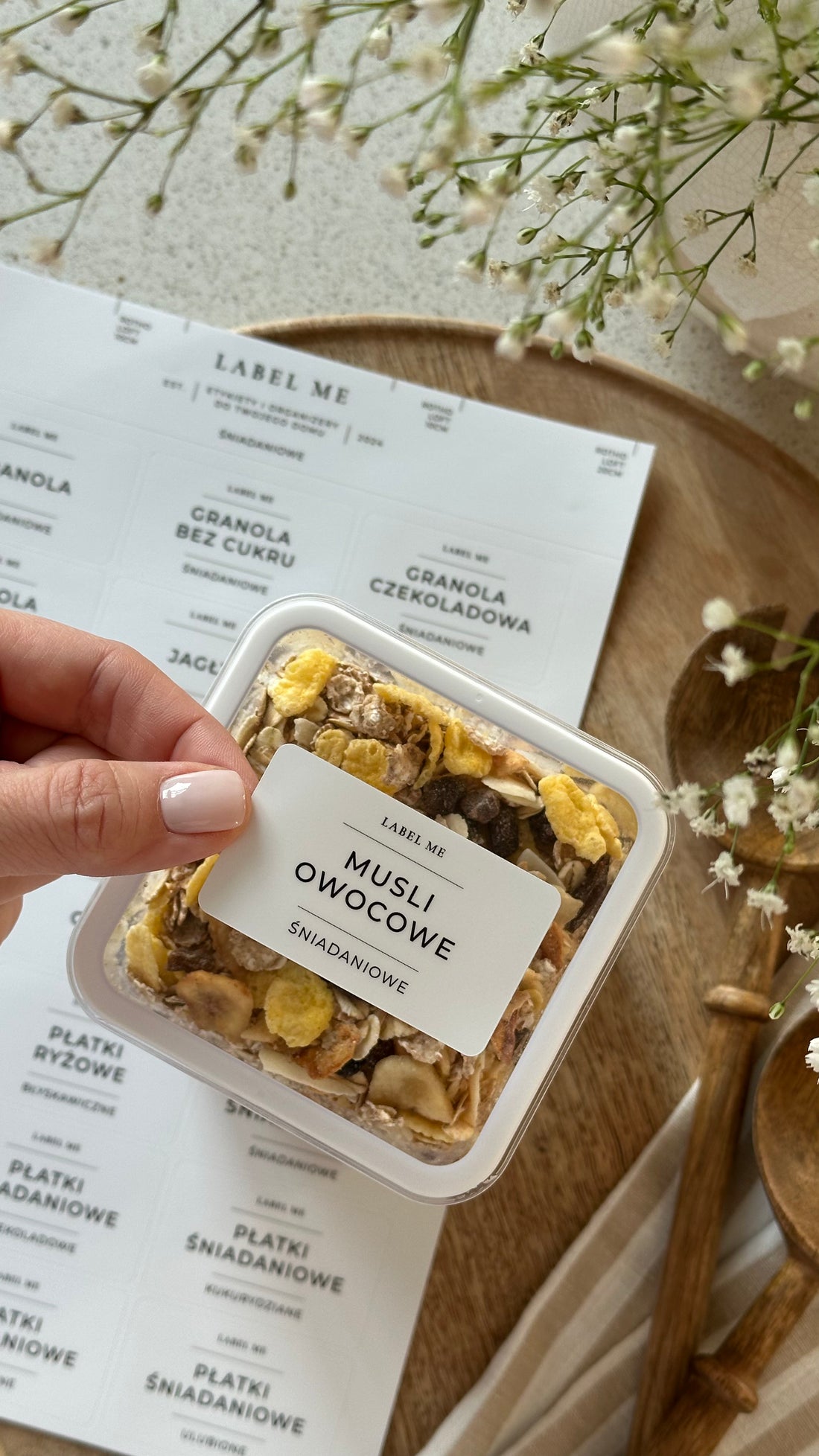 Etykiety ŚNIADANIOWE - 42 szt. | Białe | Prostokątne