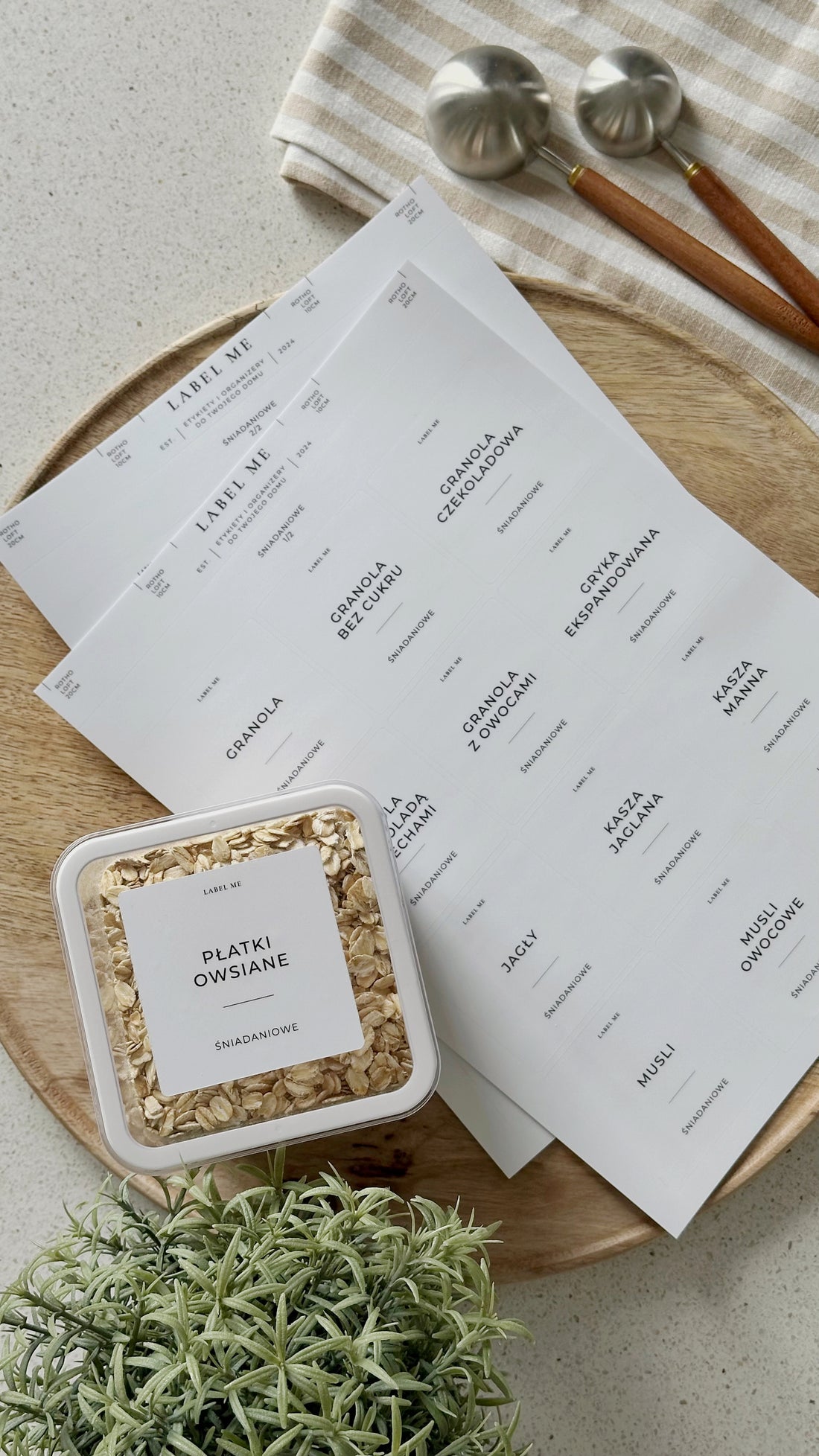 Etykiety ŚNIADANIOWE - 48 szt. | Białe | Kwadratowe