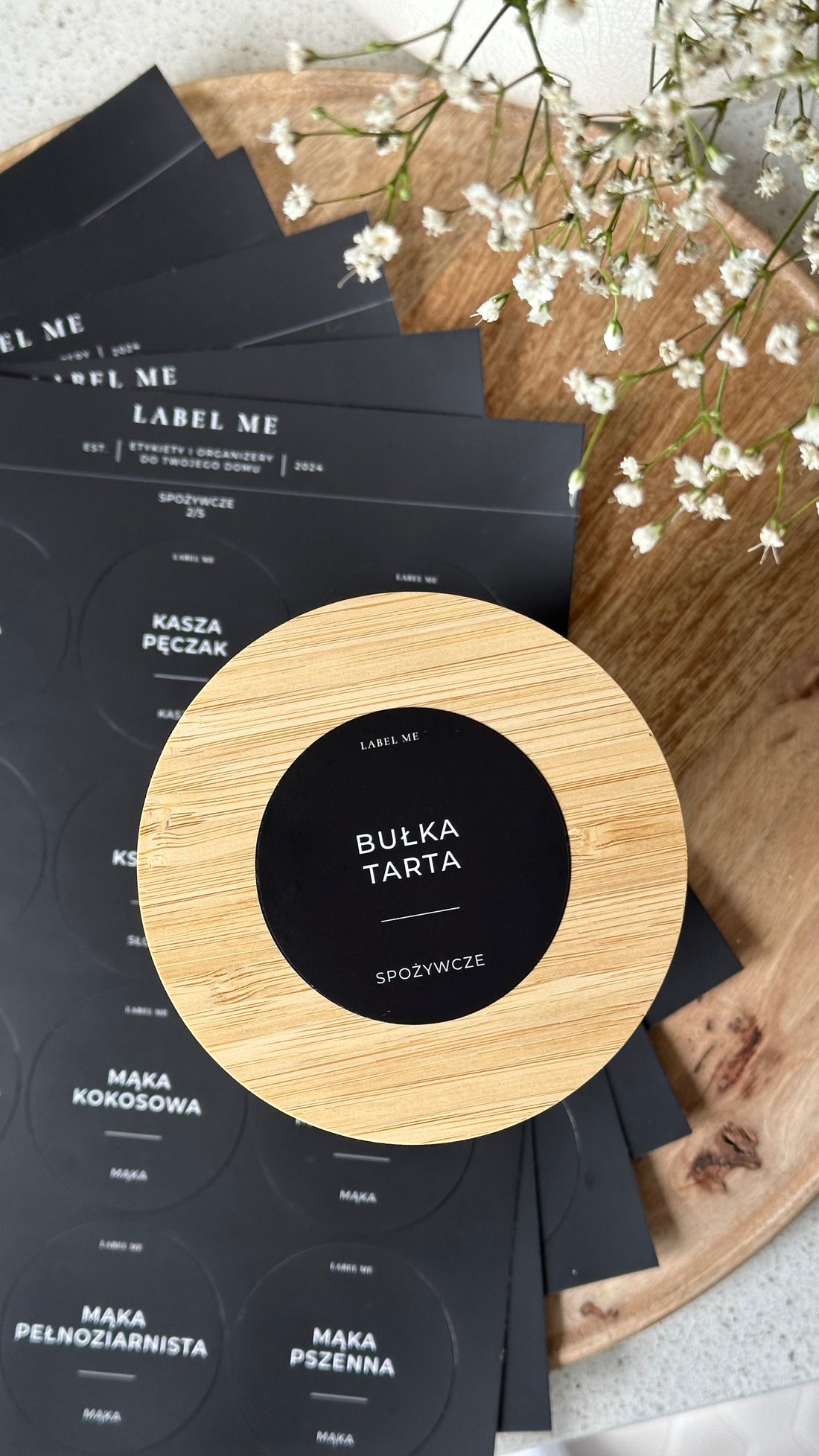 Etykiety SPOŻYWCZE - 84 szt. | Czarne | Okrągłe
