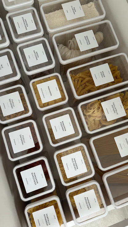 Etykiety SPOŻYWCZE - 84 szt. | Białe | Kwadratowe