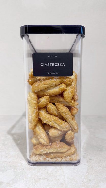 Etykiety NA PRZEKĄSKI - 42 szt. | Czarne | Prostokątne