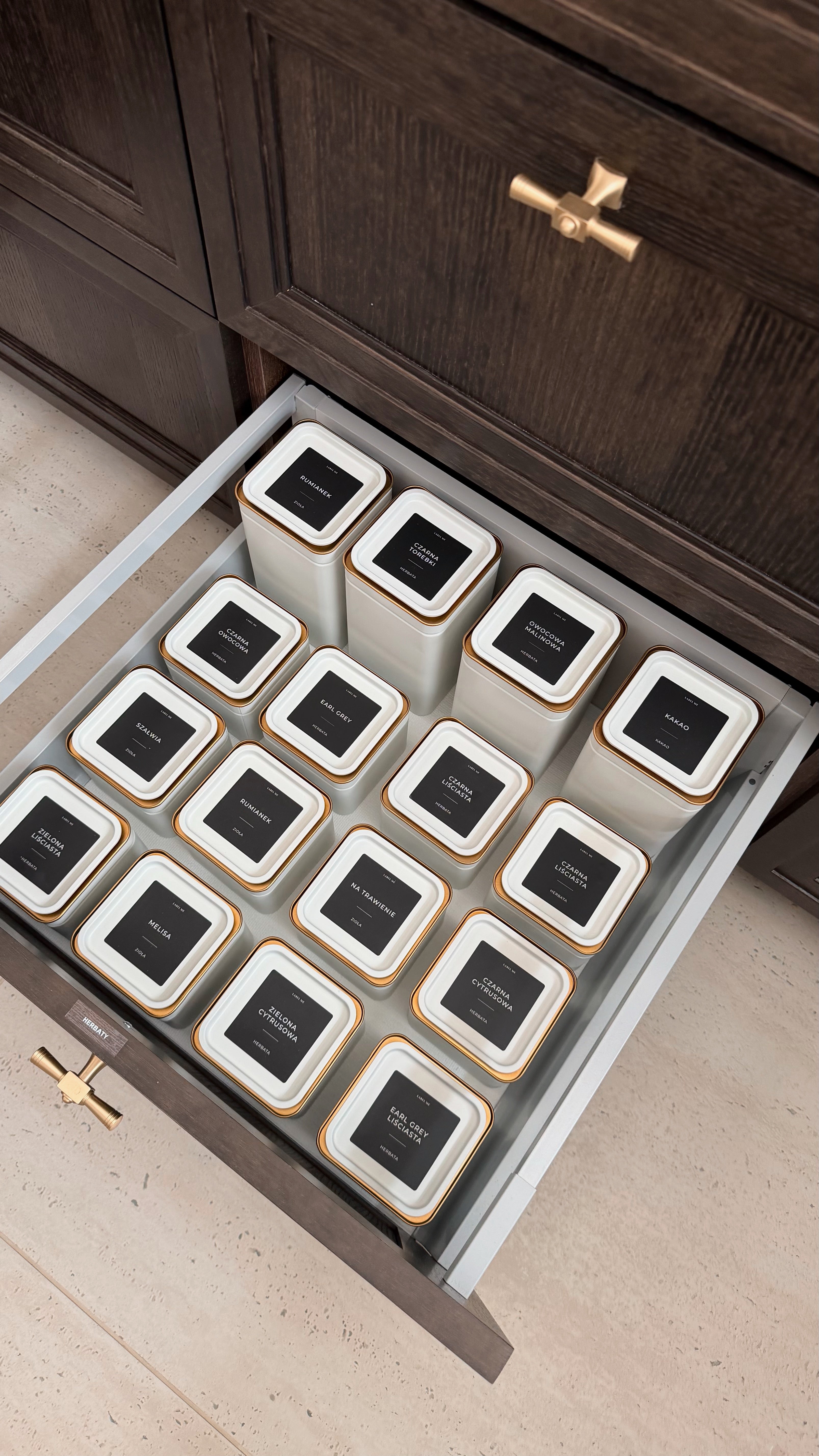 Etykiety na HERBATY I KAWY - 36 szt. | Czarne | Kwadratowe