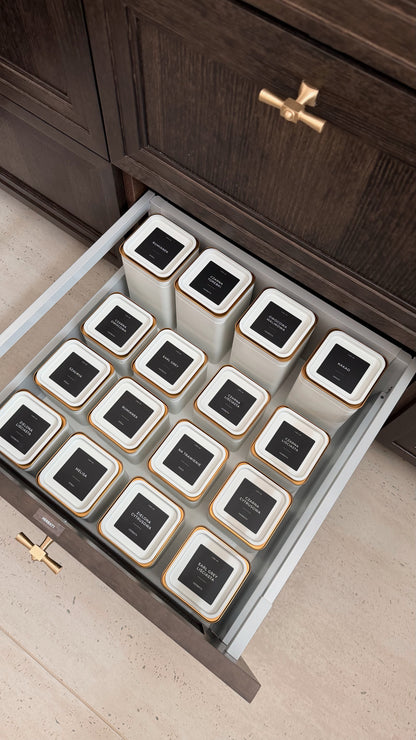 Etykiety na HERBATY I KAWY - 36 szt. | Czarne | Kwadratowe