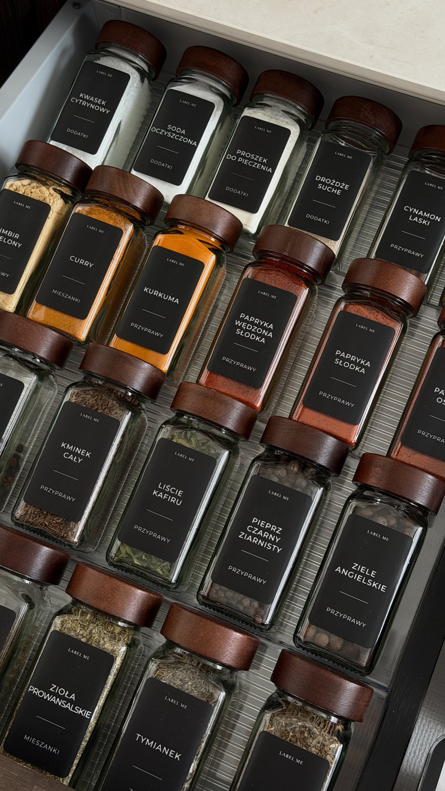 Etykiety na PRZYPRAWY - 100 szt. | Czarne | Prostokątne