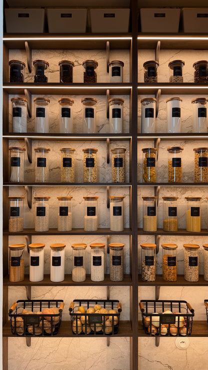 Etykiety SPOŻYWCZE - 84 szt. | Czarne | Kwadratowe