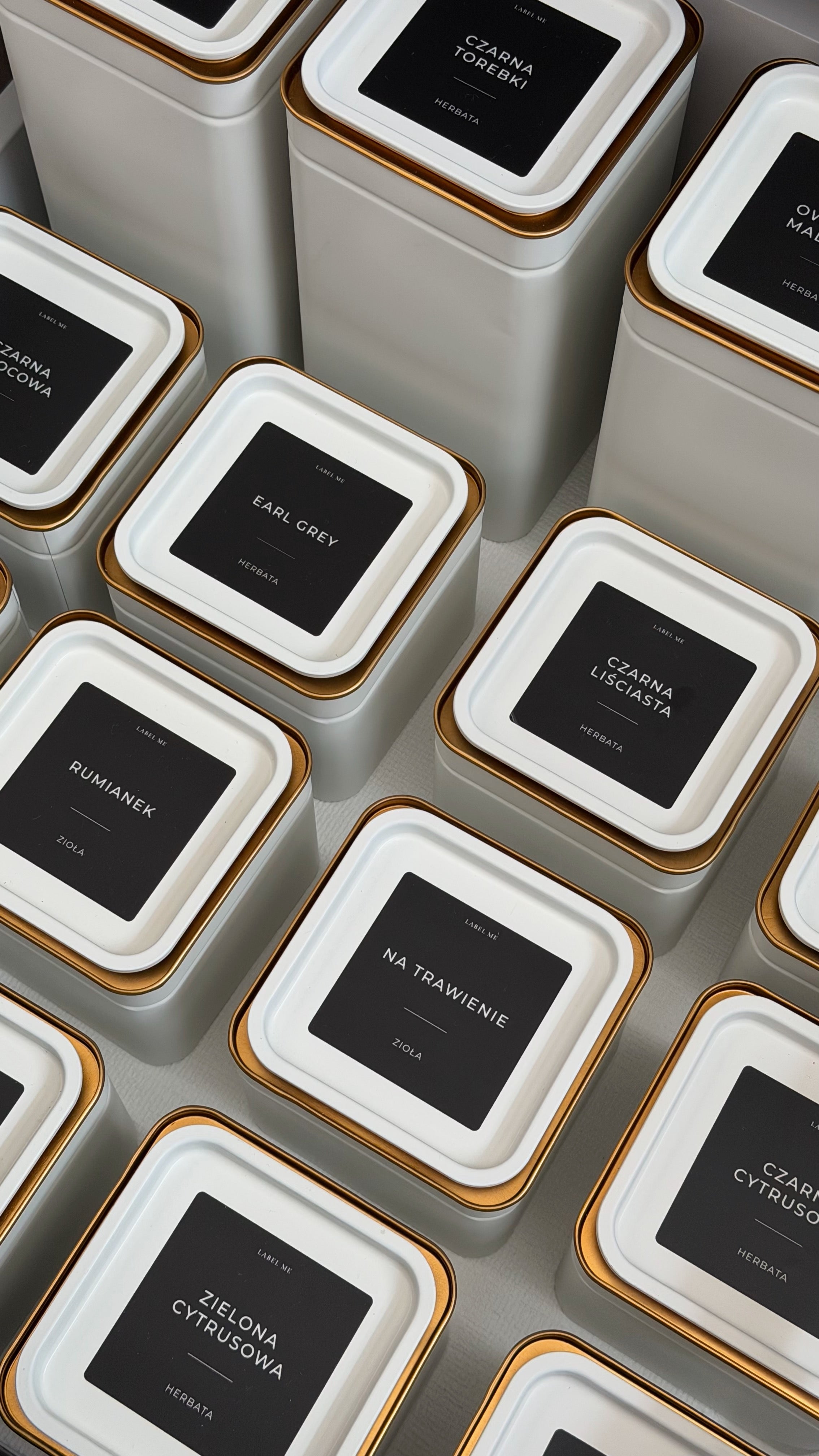 Etykiety na HERBATY I KAWY - 36 szt. | Czarne | Kwadratowe