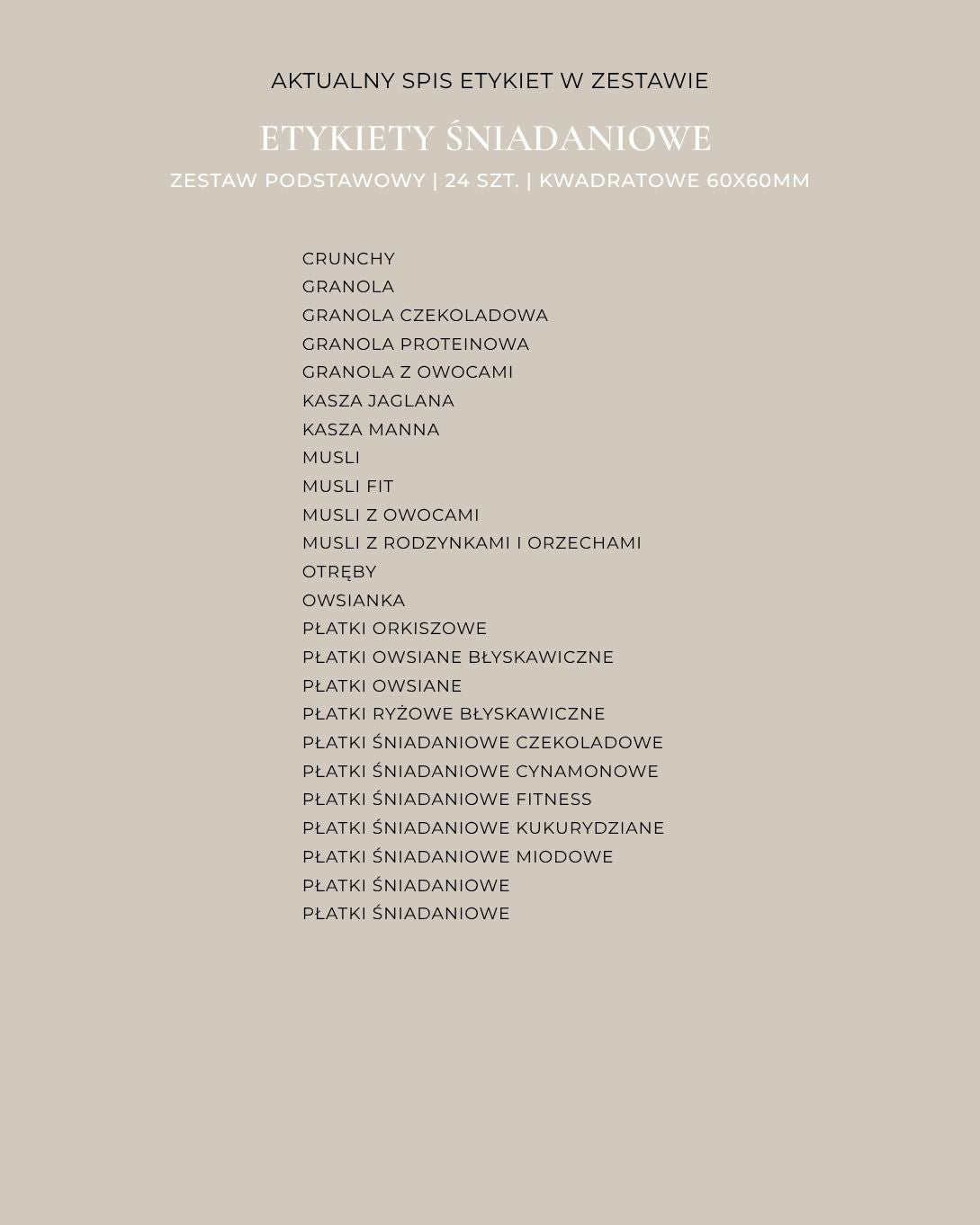 Etykiety ŚNIADANIOWE - 24 szt. | Białe | Kwadratowe