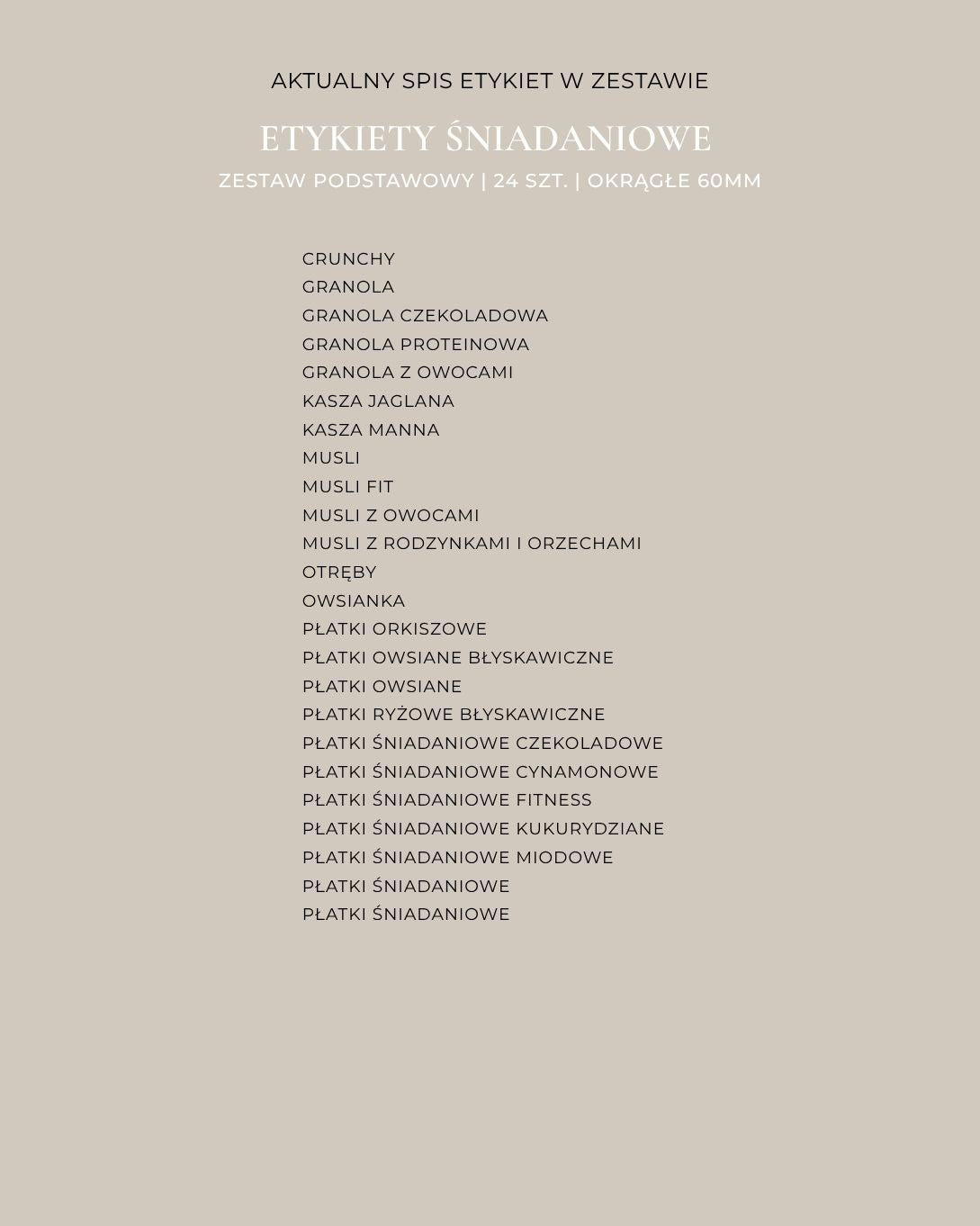 Etykiety ŚNIADANIOWE - 24 szt. | Czarne | Okrągłe