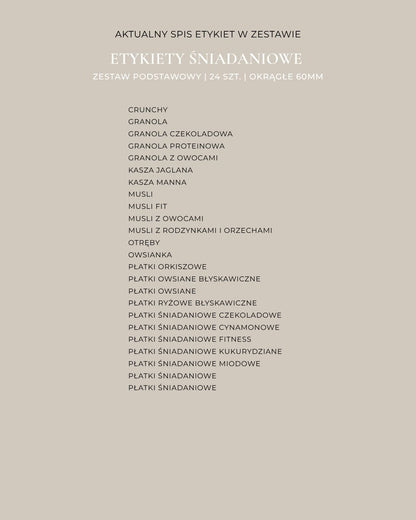 Etykiety ŚNIADANIOWE - 24 szt. | Czarne | Okrągłe