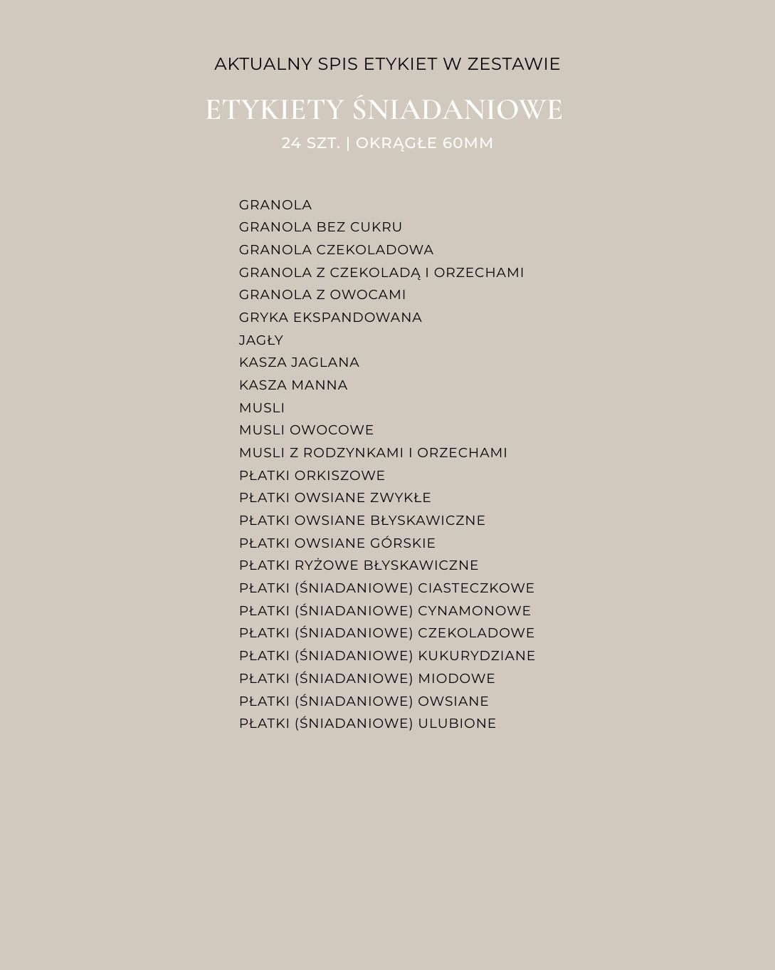 Etykiety ŚNIADANIOWE - 24 szt. | Białe | Okrągłe