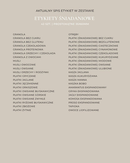 Etykiety ŚNIADANIOWE - 42 szt. | Czarne | Prostokątne