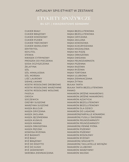 Etykiety SPOŻYWCZE - 84 szt. | Czarne | Kwadratowe