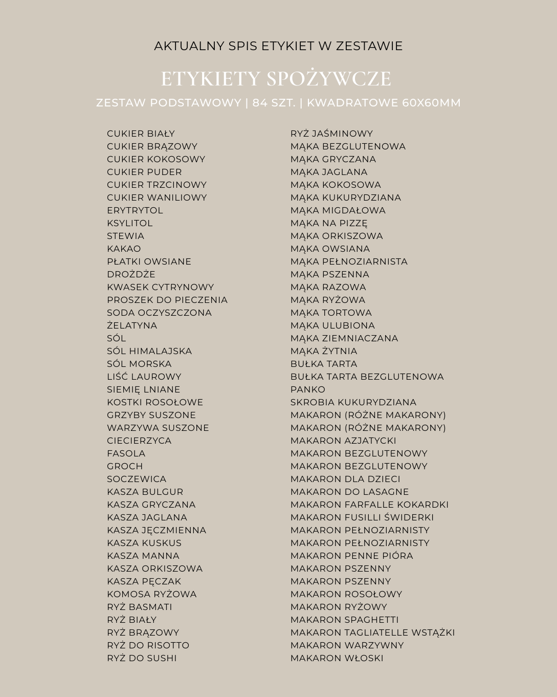 Etykiety SPOŻYWCZE - 84 szt. | Czarne | Kwadratowe