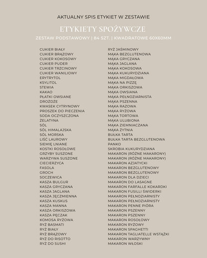 Etykiety SPOŻYWCZE - 84 szt. | Czarne | Kwadratowe