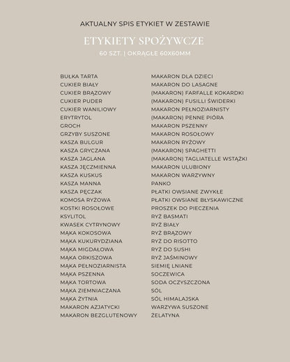 Etykiety SPOŻYWCZE - 60 szt. | Białe | Okrągłe