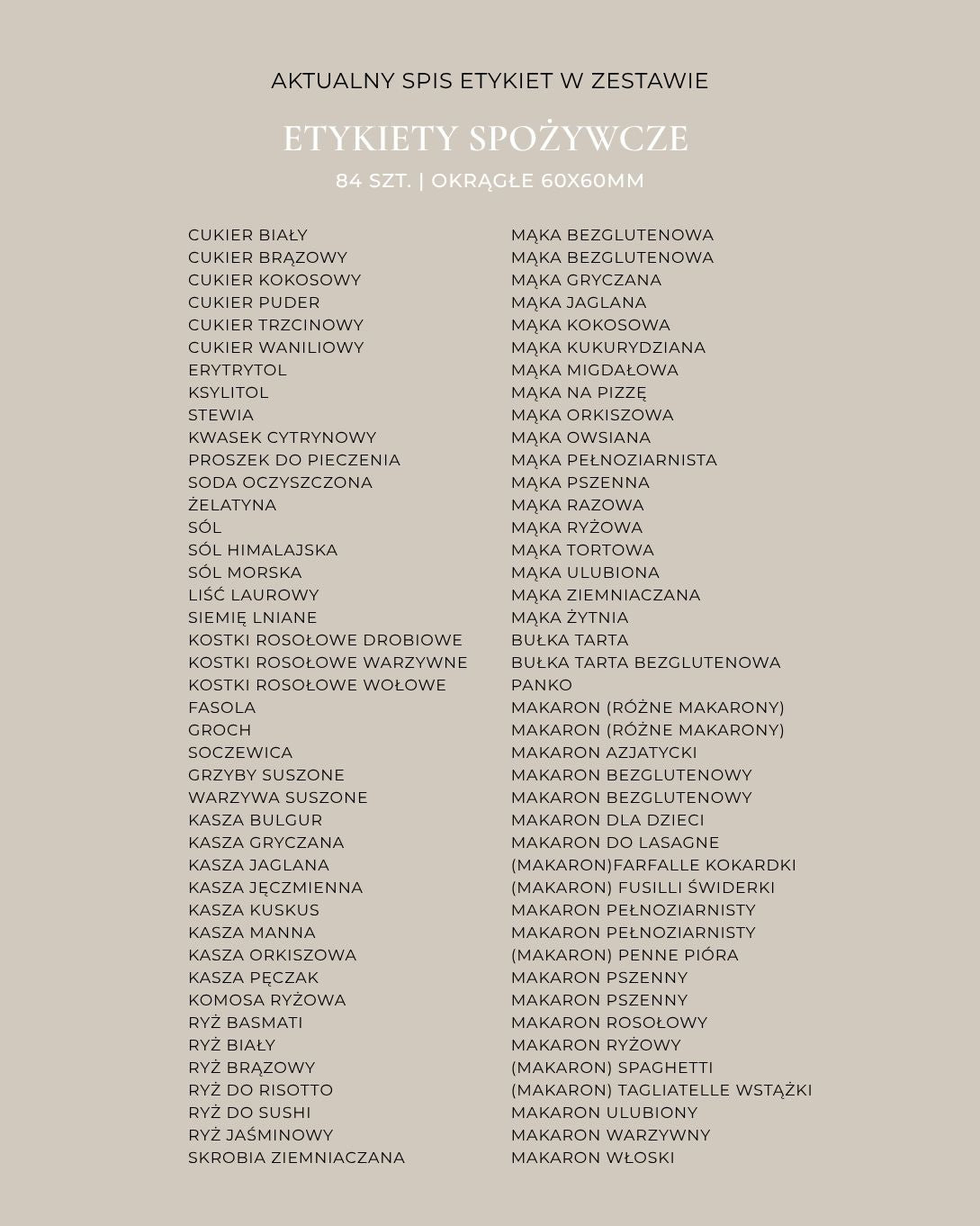 Etykiety SPOŻYWCZE - 84 szt. | Białe | Okrągłe