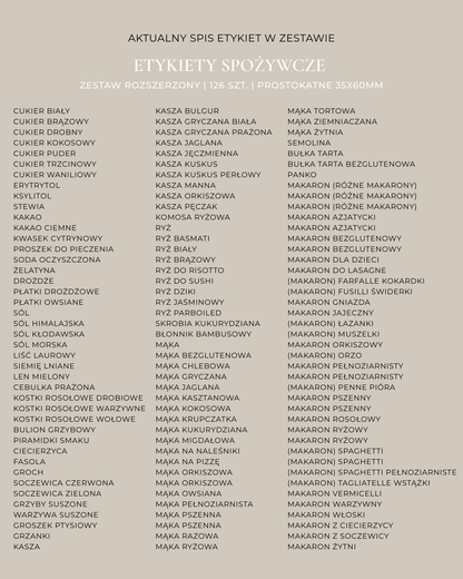Etykiety SPOŻYWCZE - 126 szt. | Czarne | Prostokątne