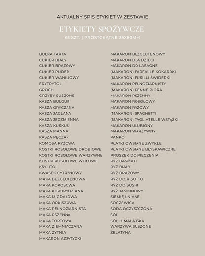 Etykiety SPOŻYWCZE - 63 szt. | Czarne | Prostokątne