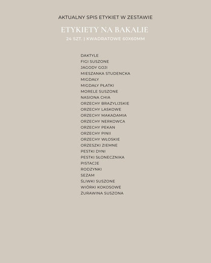 Etykiety na BAKALIE - 24 szt. | Czarne | Kwadratowe
