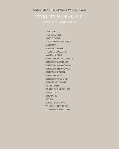 Etykiety na BAKALIE - 24 szt. | Czarne | Okrągłe